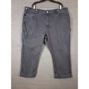 Diehard Mens Pants 46x30 Black Canvas Suspender Button Carpenter Workwear